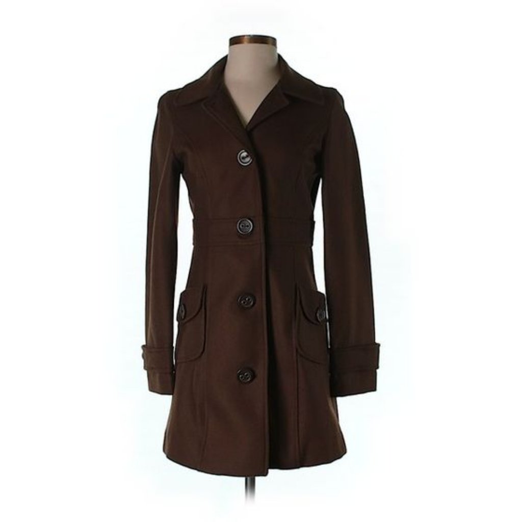 Anthropologie Tulle Brown Wool Lined Peacoat S